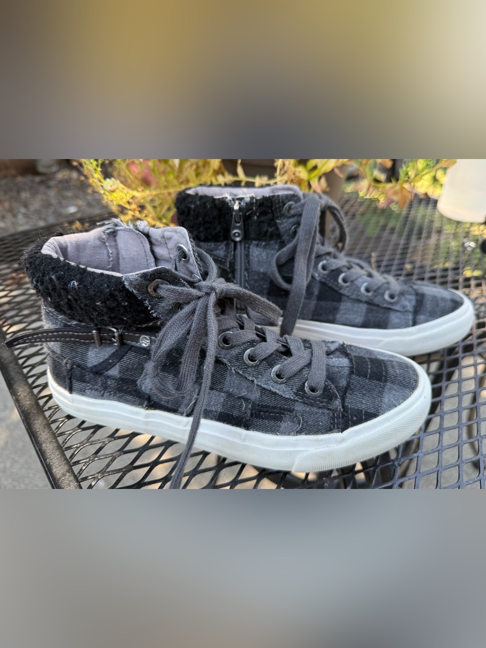 Blowfish Black Plaid High-Top Sneakers